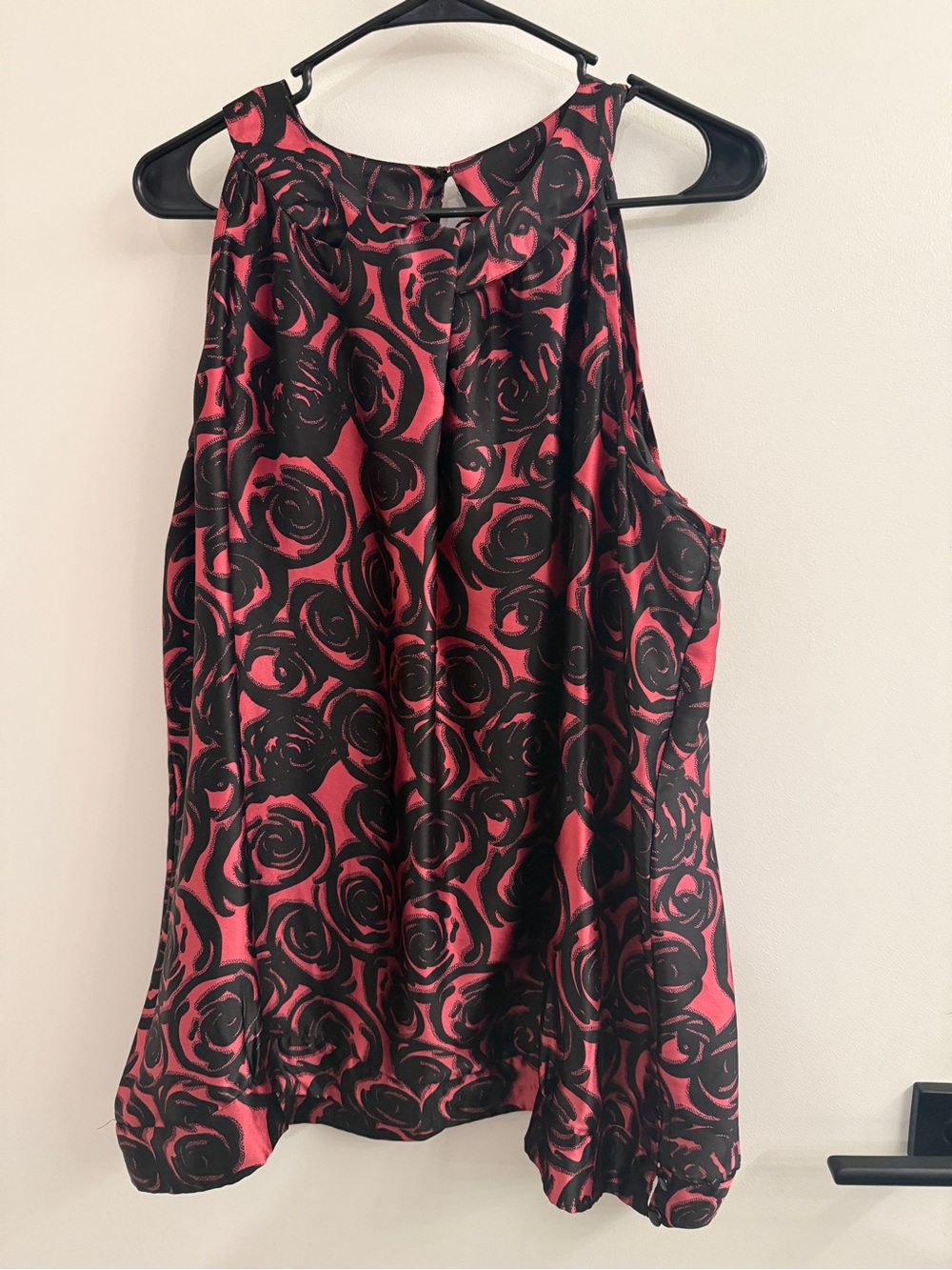 Next Sleeveless Rose Print Shell Top - Black & Deep Pink